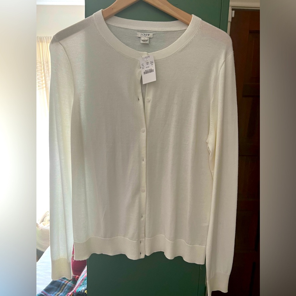 JCrew White Cardigan sz Large (NWT)
